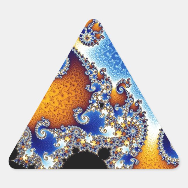 Mandelbrot Blue Double Spiral Fractal Triangle Sticker (Front)