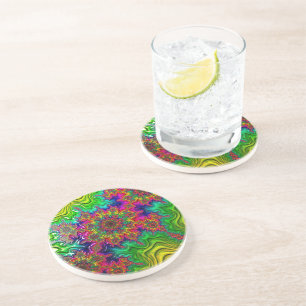 Mandelbrot Colour Explosion Sandstone Coaster