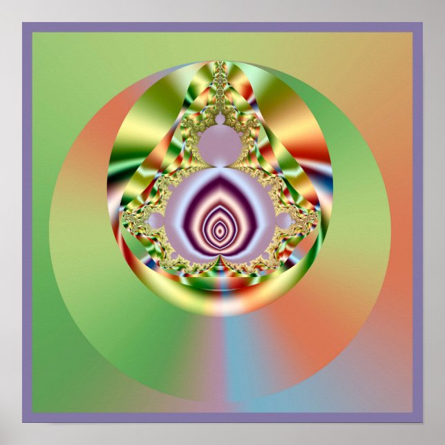 Mandelbrot Flame Gem Soft Pastel Geometric Fractal Poster (Front)