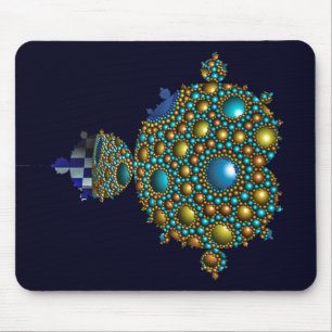  Mandelbrot Fractal Apollonian Sphere Blue Gold Mouse Mat