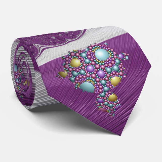  Mandelbrot Fractal Apollonian Sphere Blue Purple Tie (Rolled)