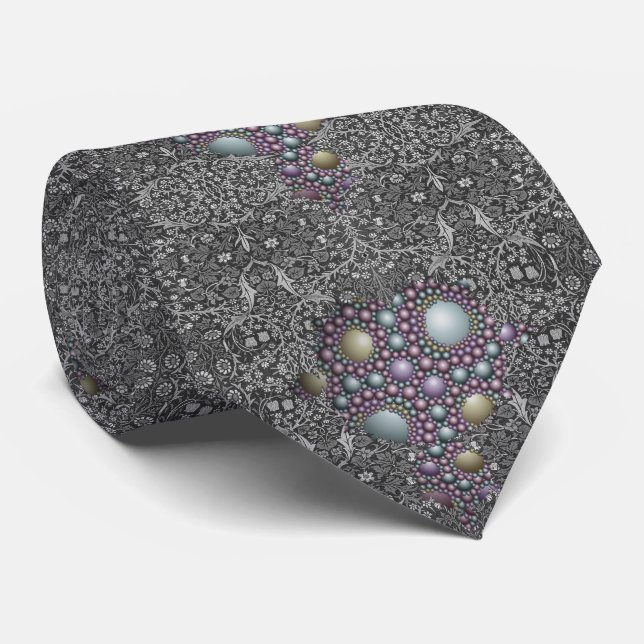  Mandelbrot Fractal Apollonian Sphere Grey Gold Tie (Rolled)