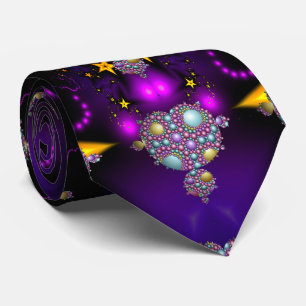 Mandelbrot Fractal Apollonian Sphere Purple Gold Tie