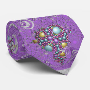  Mandelbrot Fractal Apollonian Sphere Purple Gold Tie