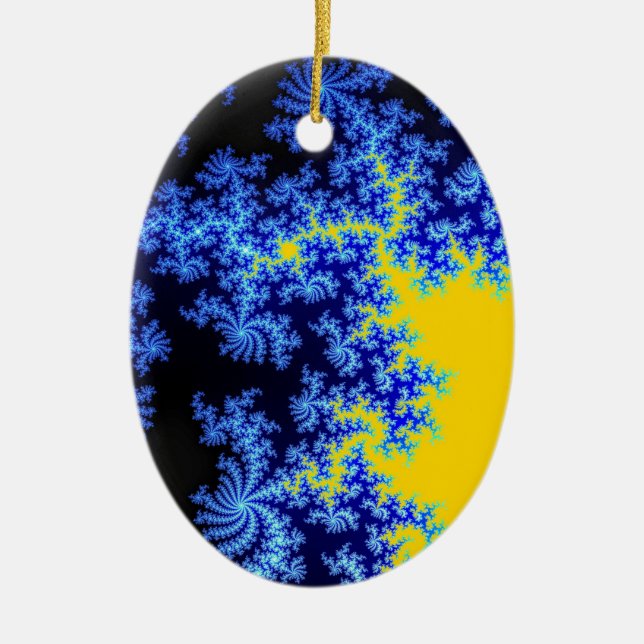 Mandelbrot Fractal Ice Crystal Pattern Ceramic Tree Decoration (Front)