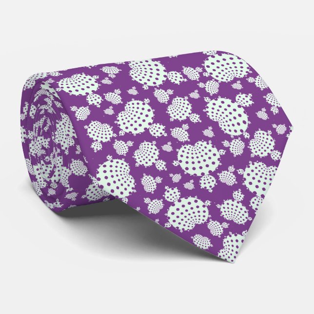 Mandelbrot magenta and white polka dot neck tie (Rolled)