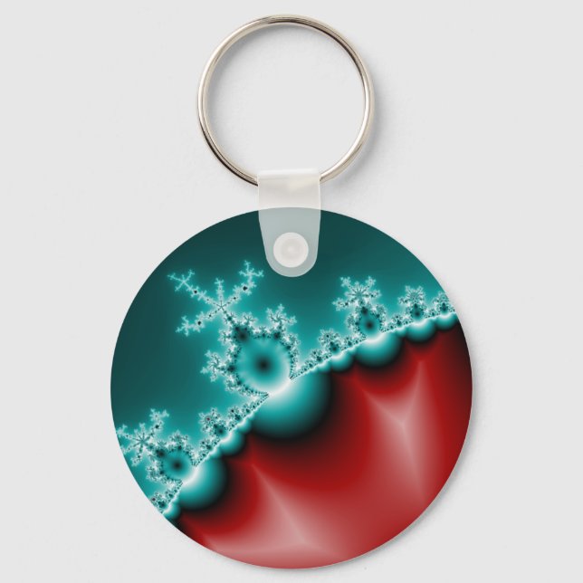 Mandelbrot Red Blue Fractal Key Ring (Front)