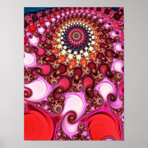 Mandelbrot Seahorse Valley Fractal Zoom in Magenta Poster