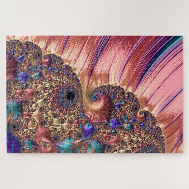 Mandelbrot Set Fractal Digital Art Pink & Gold  Jigsaw Puzzle (Horizontal)