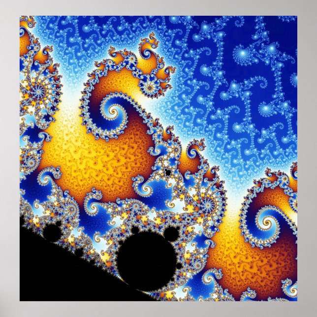 Mandelbrot Set Satellite Double Spiral Fractal Poster (Front)