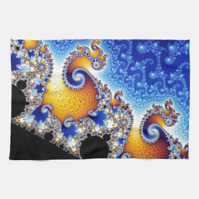 Mandelbrot Set Satellite Double Spiral Fractal Tea Towel (Horizontal)