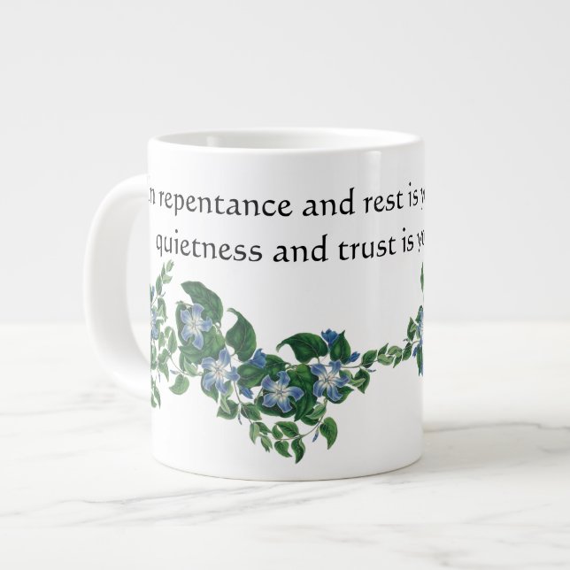 Mandevilla Flowers Floral Scripture Jumbo Mug (Front Left)