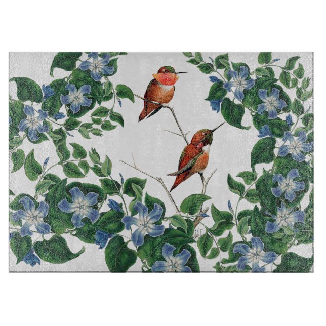 Mandevilla Flowers Hummingbird Birds Cutting Board (Front)