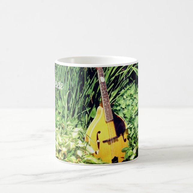 Mandolin And Flower Garden Personalised Coffee Mug (Center)