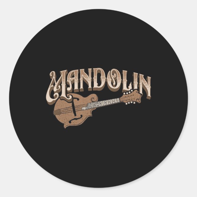 Mandolin Bluegrass Folk Music Mandolin Player Musi Classic Round Sticker (Front)