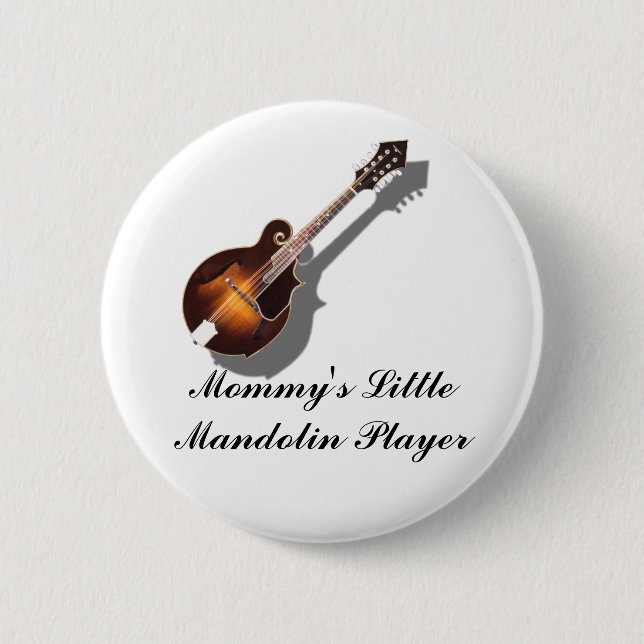 MANDOLIN-BUTTON 6 CM ROUND BADGE (Front)