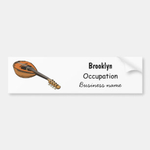 Mandolin cartoon illustration bumper sticker