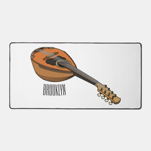 Mandolin cartoon illustration desk mat (Front)