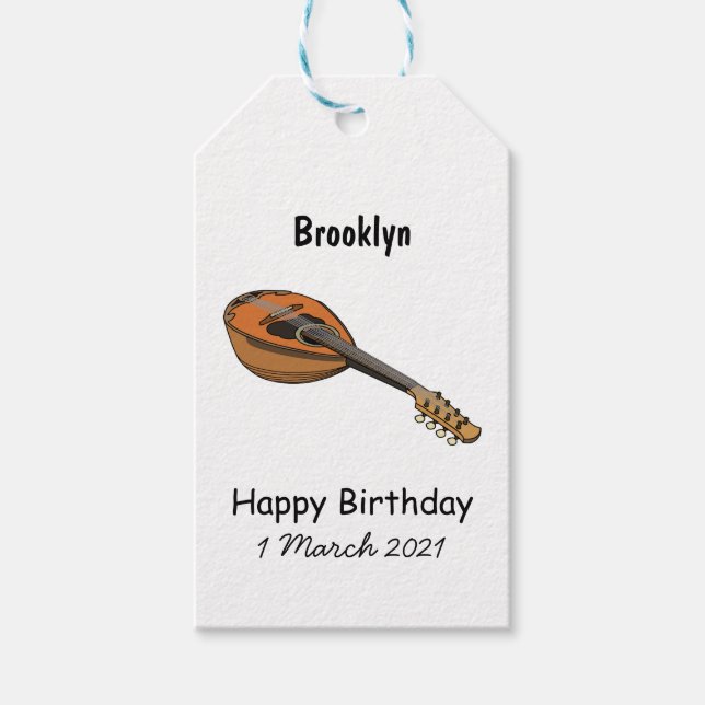 Mandolin cartoon illustration gift tags (Front)