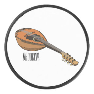 Mandolin cartoon illustration hockey puck