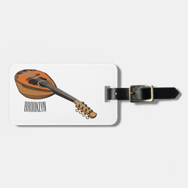 Mandolin cartoon illustration luggage tag (Front Horizontal)