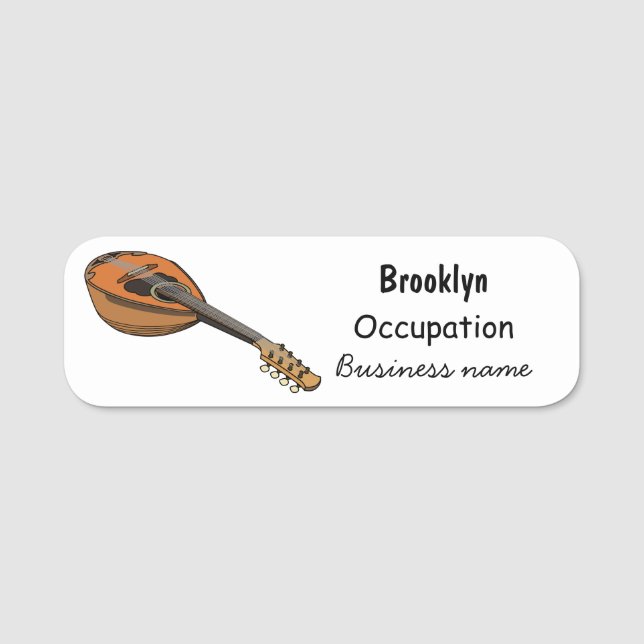 Mandolin cartoon illustration name tag (Front)