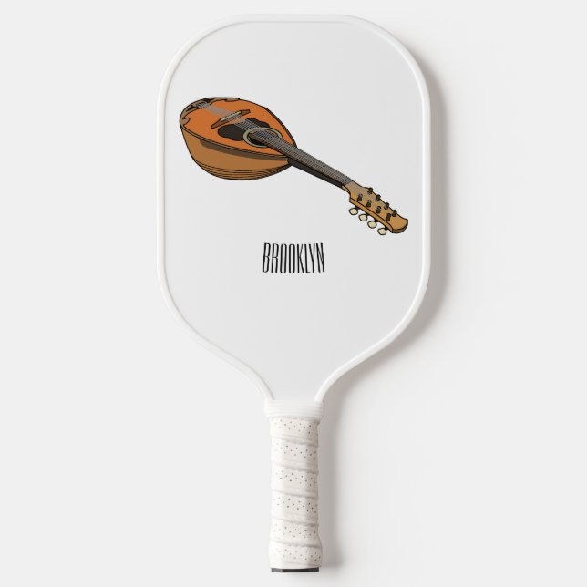 Mandolin cartoon illustration pickleball paddle (Front)