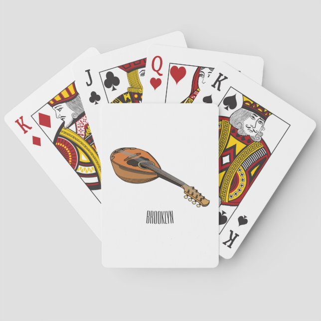 Mandolin cartoon illustration playing cards (Back)