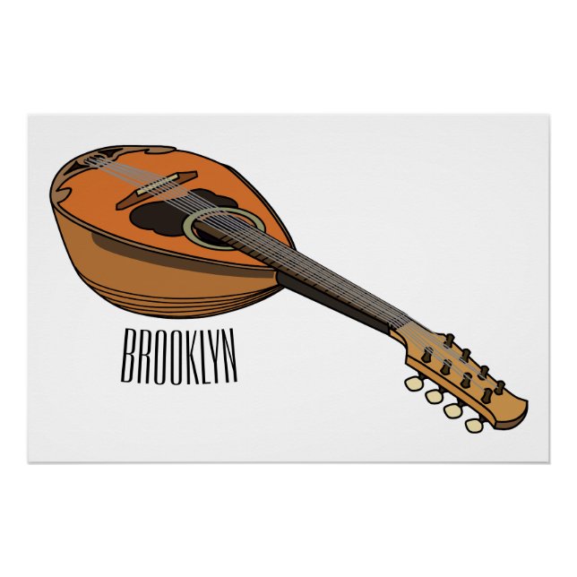 Mandolin cartoon illustration poster (Front)
