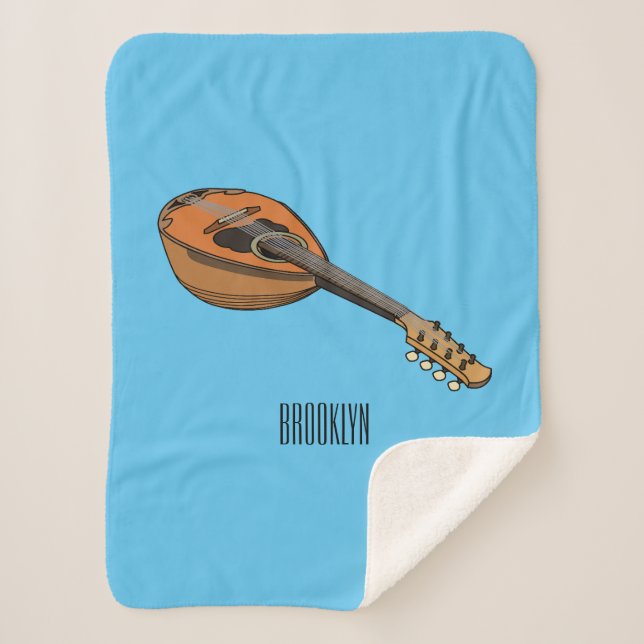 Mandolin cartoon illustration sherpa blanket (Front)