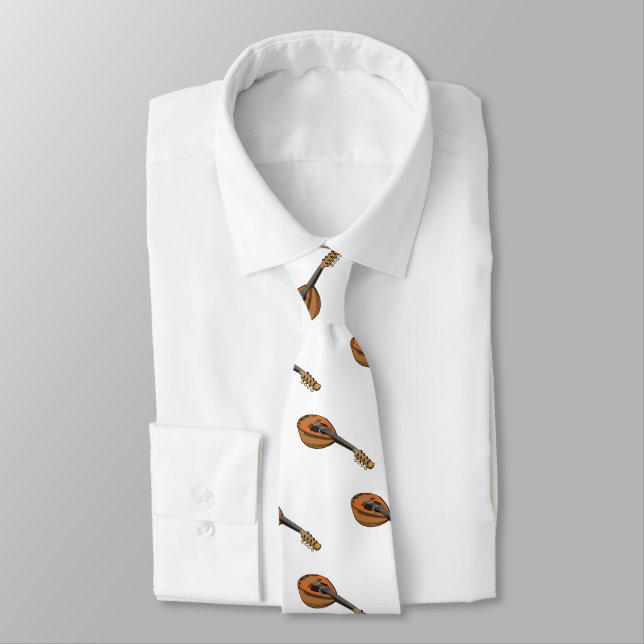 Mandolin cartoon illustration tie (Tied)