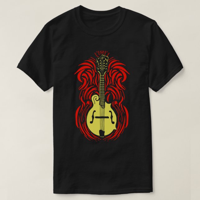 Mandolin Fire Vintage Bluegrass Music Graphic T-Shirt (Design Front)