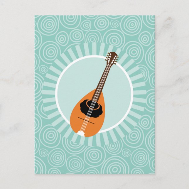 Mandolin Fun Turquoise Swirl Music Postcard (Front)