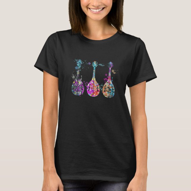 Mandolin Instrument Silhouette Mandolins   T-Shirt (Front)