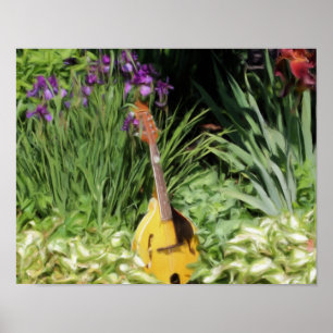 Mandolin Iris Flower Garden Photo Painting Poster