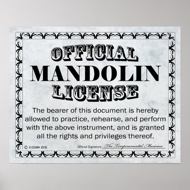 Mandolin License Poster (Front)