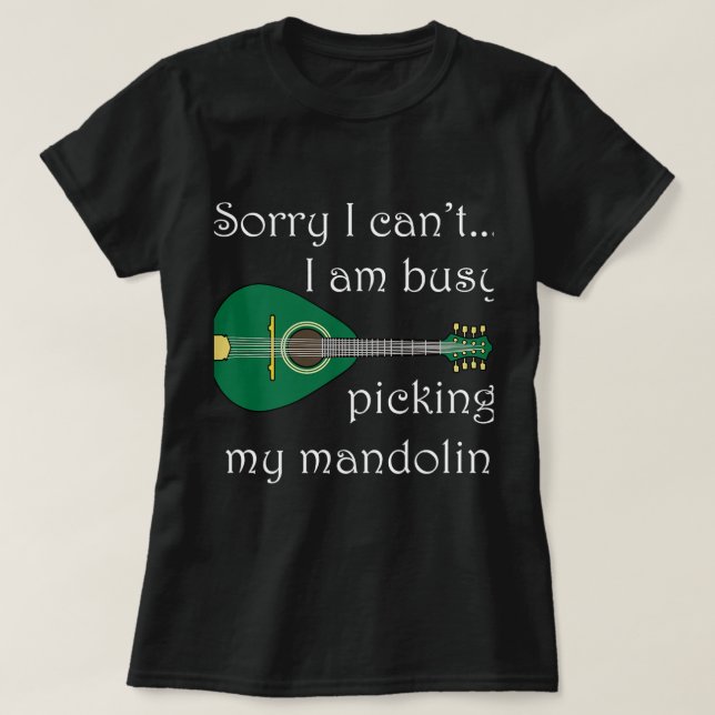 Mandolin Lover Picking Bluegrass Music Notes T-Shirt (Design Front)