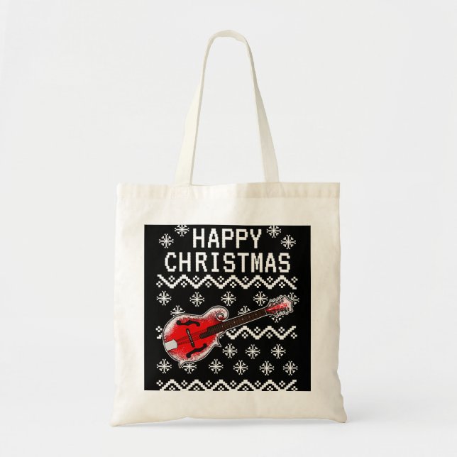Mandolin Lover Player Ugly Christmas Mandolinist M Tote Bag (Front)
