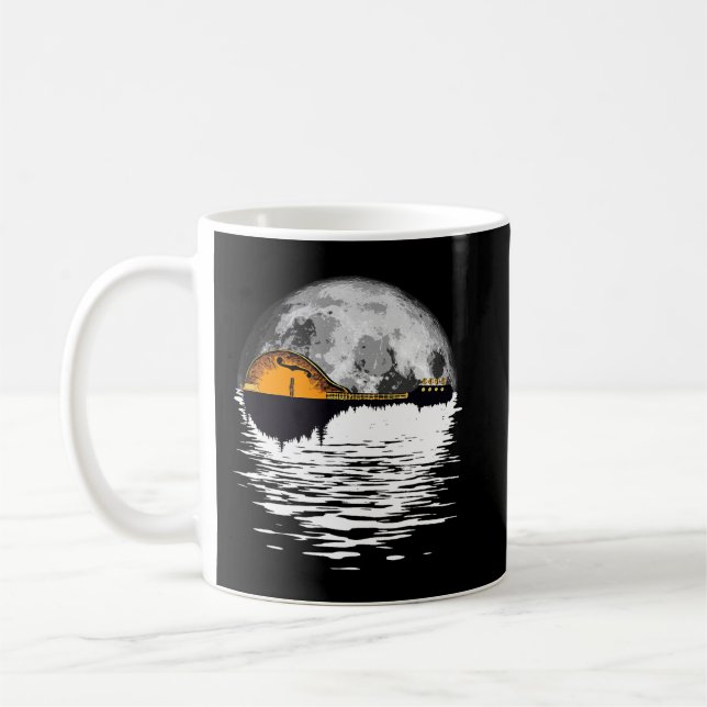 Mandolin Lover Trees Reflection 80s Retro Full Moo Coffee Mug (Left)