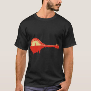 Mandolin Lover Trees Reflection 80s Retro Minimali T-Shirt