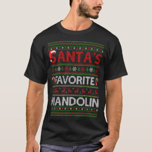 Mandolin Lover Ugly Xmas Lighting Santas Favourite T-Shirt