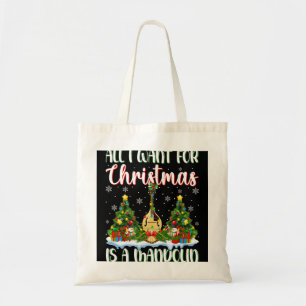 Mandolin Lover Xmas Lighting Santa All I Want For Tote Bag