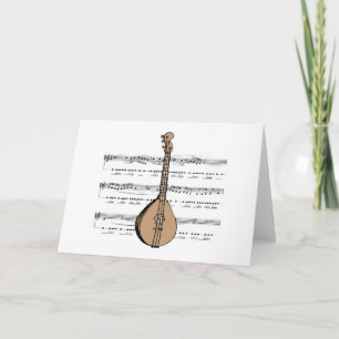 mandolin lute and sheet music card