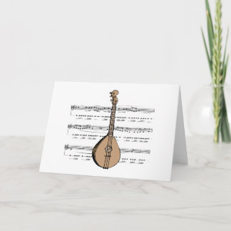 mandolin lute and sheet music card