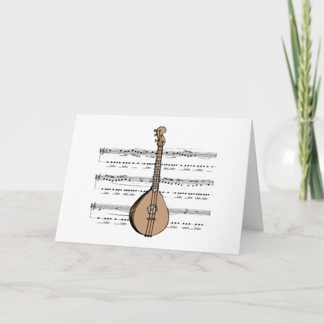 mandolin lute and sheet music card (Front)
