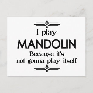 Mandolin - Play Itself Funny Deco Music Postcard