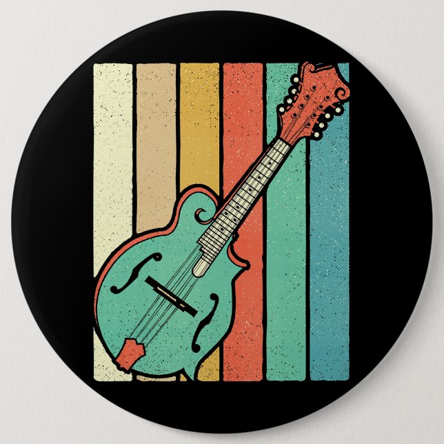 Mandolin Player Funky Retro Bluegrass Mandolin Mus 6 Cm Round Badge (Front)
