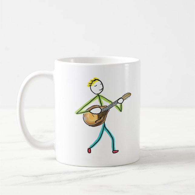 Mandolin Playing Stickman Coffee Mug (Left)