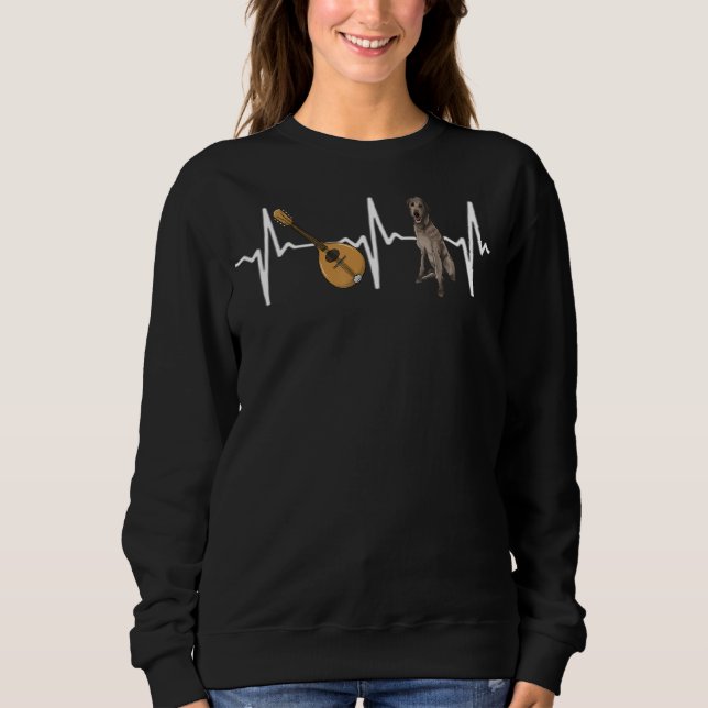 Mandolin Scottish Deerhound Heartbeat Dog Sweatshirt (Front)
