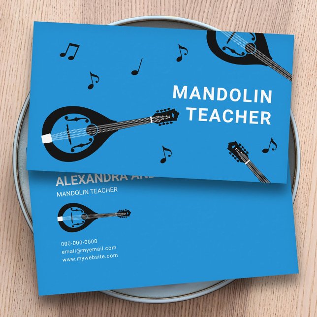 Mandolin Teacher Blue Business Card (Mandolin Teacher Blue Business Card)